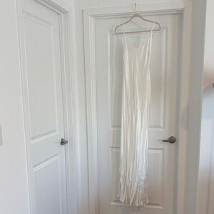 Meshki Kailey Low Back Maxi Dress with Detachable Bow Train